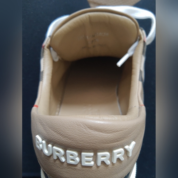 Nwt-Burberry Albridge leather check laceUp Sneaker-Thick WhiteSole-Made In Italy - Picture 6 of 13